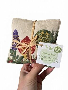 Vintage 2003 Harry & David Spiced Apple Pie Mug Mats Set of 4 – Fragrant Holiday